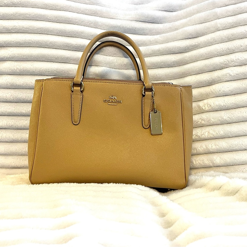 Coach Surrey Leather Satchel in Camel/Tan